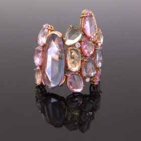 Rose Cut Sapphires and Diamonds Ring