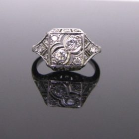 Art Deco Platinum Diamonds Ring