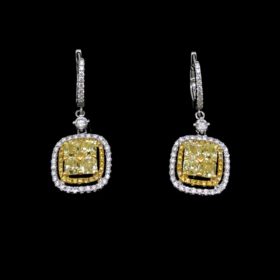 Fancy Yellow Diamonds Cluster Earrings