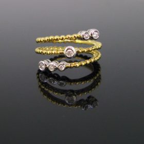 Spiral Granulated Diamonds Gold Ring
