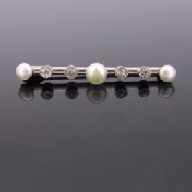 Edwardian Diamonds and Natural Pearls Brooch