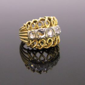 Retro 5 Rose cut Diamonds Bombe Ring