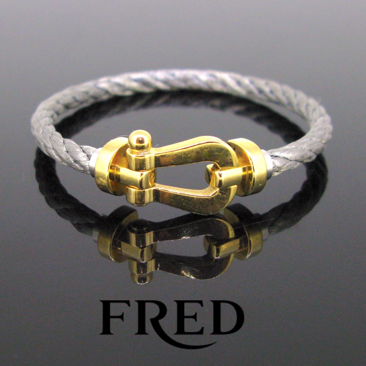 Fred Force 10 diamonds, steel and gold bracelet Size 15