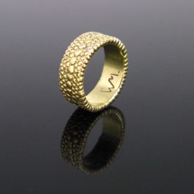 Vintage Diamonds Textured Gold Band Ring