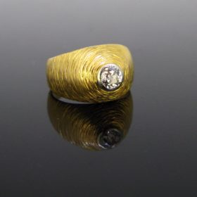 French Gypsy Diamond Gold Platinum Ring