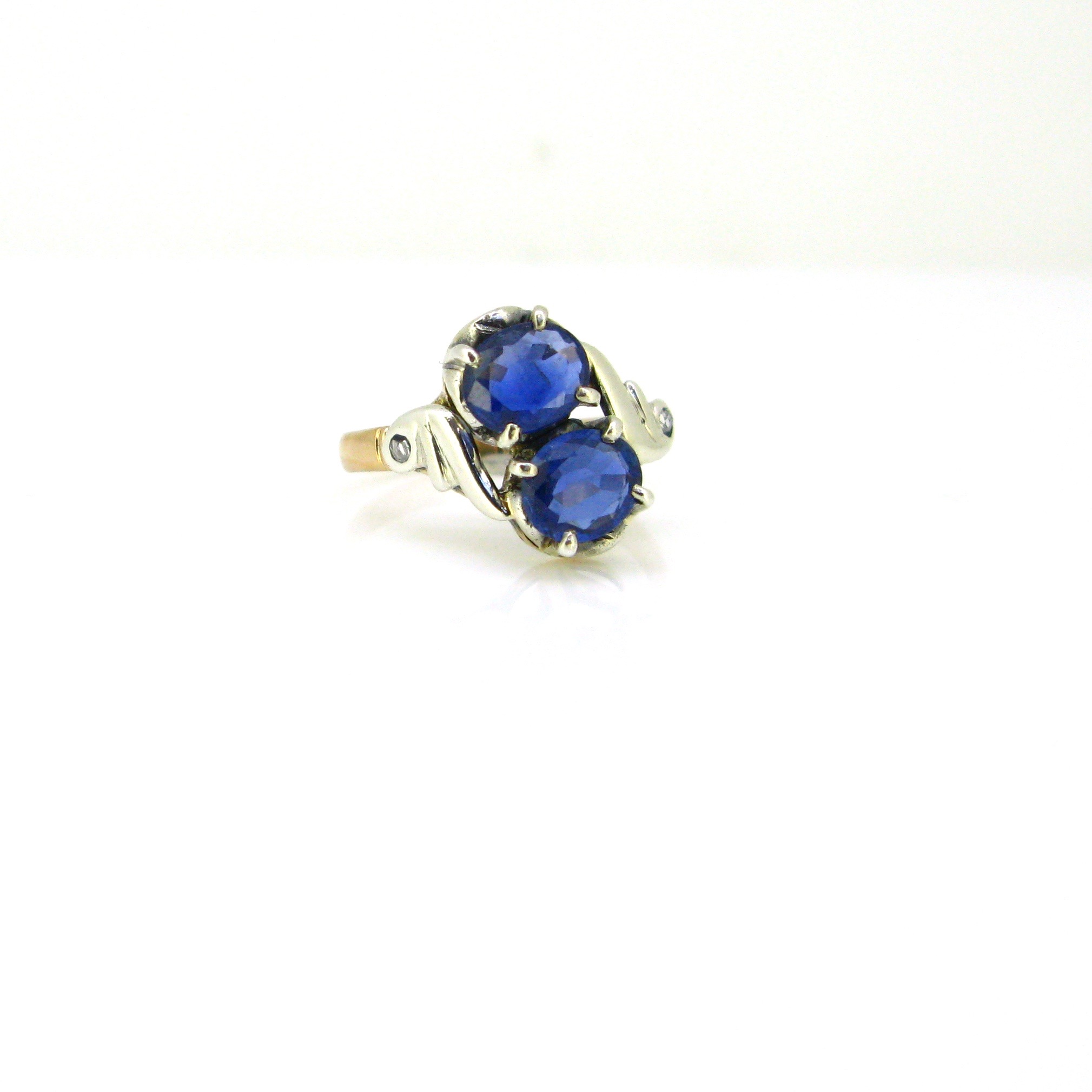 Art Nouveau Toi et Moi Sapphires Diamonds Ring – Heritagem