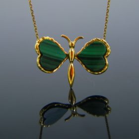 Malachite Butterfly Pendant Necklace