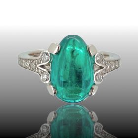 3.37ct Colombian Emerald Diamonds Ring