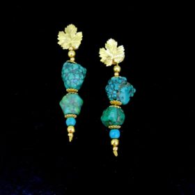 Antique Turquoises Vine Leaves Earrings