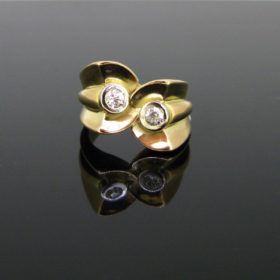 Retro Tank Diamonds Gold Platinum Ring